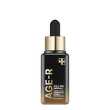 ProtoClinical k-beauty warm brown beauty product silhouette with soft peach side accents on a light background.