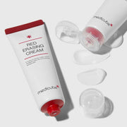 ProtoClinical k-beauty medicube Red Erasing Cream 50ml product lineup with four round cream jars arranged in a loose grid on a clean white background