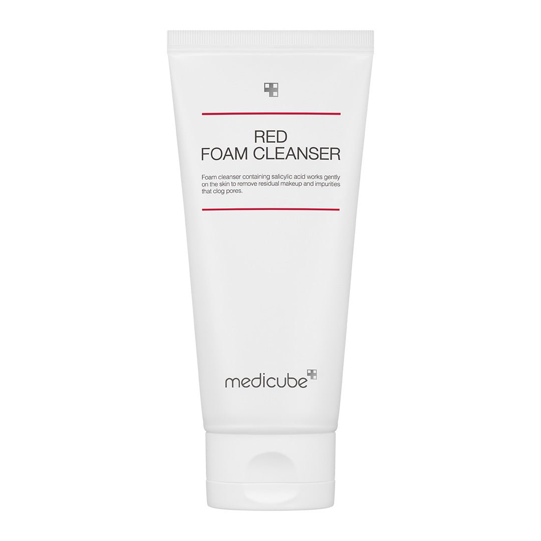 ProtoClinical k-beauty MEDICUBE: Red Foam Cleanser (120ml) square product graphic with a single cleanser package on a white background