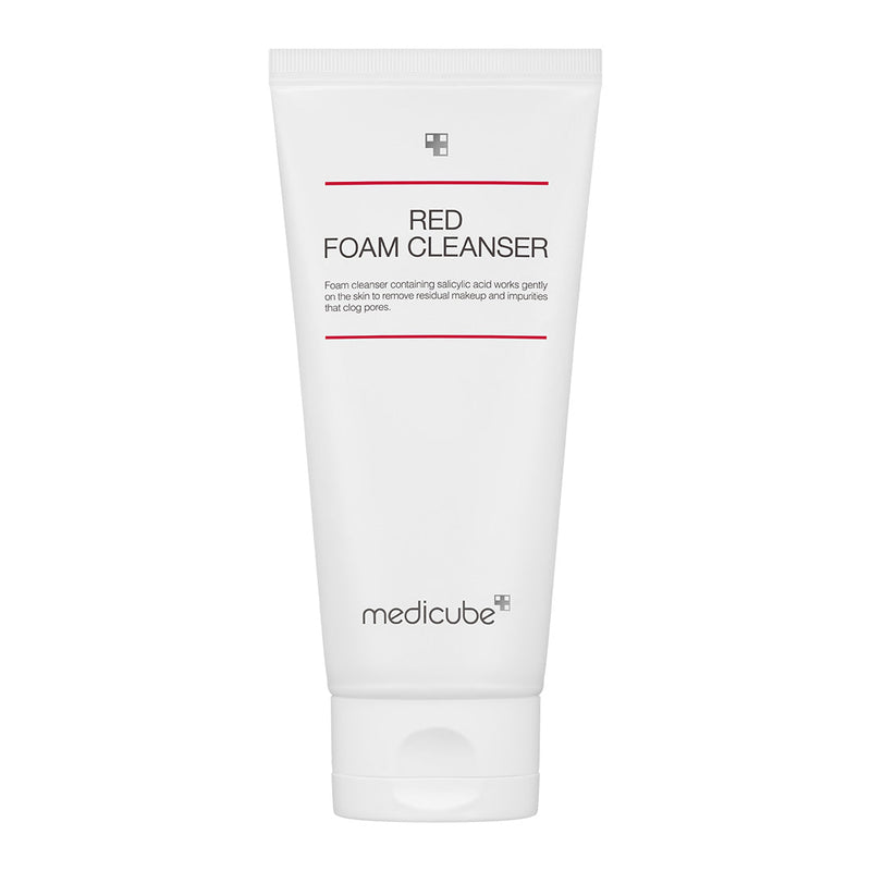 ProtoClinical k-beauty MEDICUBE: Red Foam Cleanser (120ml) square product graphic with a single cleanser package on a white background