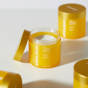 APRILSKIN Calendula PHA Hyaluronic Toner Pads 140g by ProtoClinical shown in a product detail graphic featuring the toner pad container for a k-beauty skincare routine.