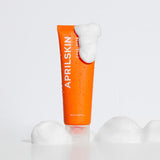 APRILSKIN Carrotene Acne Foam Cleanser 120ml by ProtoClinical presented in a branded product detail layout with cleanser packaging elements for a k-beauty skincare routine.