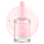 ProtoClinical k-beauty APRILSKIN Pink Aloe Mucin Serum 30ml single upright pink serum bottle centered on a pale aqua and white background