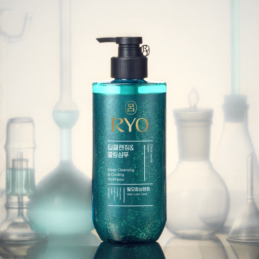 ProtoClinical k-beauty Ryo Deep Cleansing & Cooling Shampoo 480ml single front-facing shampoo bottle on a clean white background with a printed label