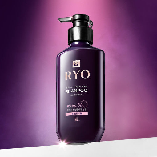 Ryo Hair Loss Care Shampoo For Normal & Dry Scalp 400ml by ProtoClinical displayed in a front-facing bottle product shot on a white background, highlighting the branded scalp care presentation for a k-beauty routine.
