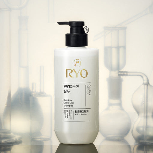 ProtoClinical k-beauty Ryo Sensitive Scalp Care Shampoo 480ml single front-facing shampoo bottle with printed label on a clean white background