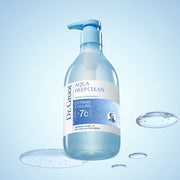 ProtoClinical k-beauty pale blue beauty graphic with a dark lower vertical band on a light background.