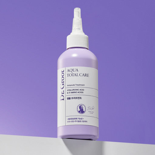 ProtoClinical k-beauty Dr.Groot Aqua Total Care Ampoule Treatment 180ml single upright treatment bottle with a slim silhouette centered on a soft pastel background