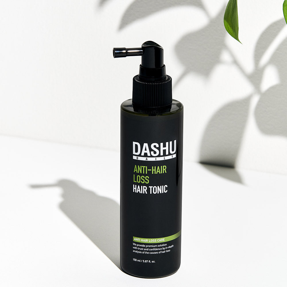 ProtoClinical k-beauty DASHU Daily Anti-Hair Loss Herb Hair Tonic 150ml single upright hair tonic bottle centered on a light background.