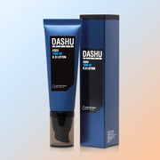 ProtoClinical k-beauty DASHU Men's Aqua Tone Up BB Lotion 40ml single upright dark navy lotion tube centered on a pale blue and peach background