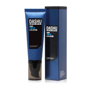 ProtoClinical k-beauty DASHU Men's Aqua Tone Up BB Lotion 40ml single upright dark navy lotion tube centered on a bright white background with pale beige side accents