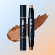 ProtoClinical k-beauty DASHU Men's Dual trick Stick 3.4g shown as a single upright makeup stick with a dark cap and beige body centered on a pale blue background
