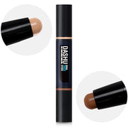 ProtoClinical k-beauty DASHU Men's Dual trick Stick 3.4g single upright makeup stick with a dark cap and beige body centered on a pale blue background