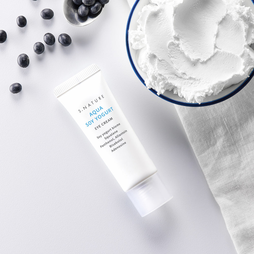 ProtoClinical k-beauty S.NATURE Aqua Soy Yogurt Eye Cream 25g single eye cream package on a clean light background