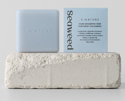 ProtoClinical k-beauty S.NATURE HAIR SHAMPOO-BAR FOR DEEP CLEANSING 100g boxed shampoo bar packaging with a deep cleansing label on a clean white background