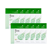 ProtoClinical k-beauty WELLAGE Real Cica Calming Ampoule Mask Sheet 20ml X 10P square sheet mask package graphic with layered green bands on a pale background