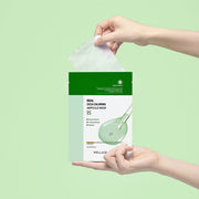 ProtoClinical k-beauty WELLAGE Real Cica Calming Ampoule Mask Sheet 20ml X 10P square green mask pack graphic with soft mint tones and a pale centered layout