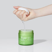 ProtoClinical k-beauty WELLAGE Real Cica Calming Big Embo Toner Pad 70pads / 160ml green toner pad detail graphic with a dark round swatch and pale horizontal layout