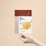 ProtoClinical k-beauty WELLAGE Real Collagen Ampoule Mask Sheet 20ml X 10P square mask sheet detail graphic with blush pink tones and a centered panel