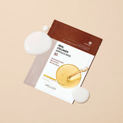 ProtoClinical k-beauty WELLAGE Real Collagen Ampoule Mask Sheet 20ml X 10P square mask sheet detail graphic with soft pink blocks on a light background