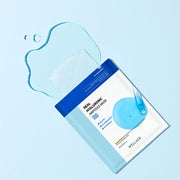 ProtoClinical k-beauty WELLAGE Real Hyaluronic Ampoule Mask Sheet 20ml X 10P blue mask sheet detail graphic with pale panels and a centered layout