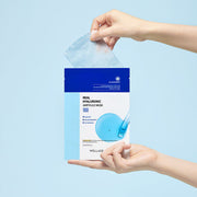 ProtoClinical k-beauty WELLAGE Real Hyaluronic Ampoule Mask Sheet 20ml X 10P blue mask sheet detail graphic with soft blocks and a pale background