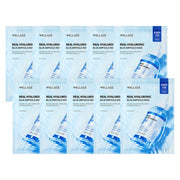 ProtoClinical k-beauty WELLAGE Real Hyaluronic Blue Ampoule Mask Sheet 27ml X 10P square blue mask sheet package graphic with cool blue tones on a pale background