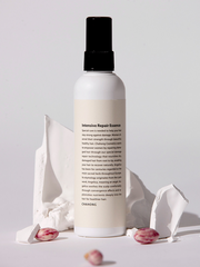ProtoClinical k-beauty vertical taupe beauty product graphic with soft blue and blush side tones on a light background.