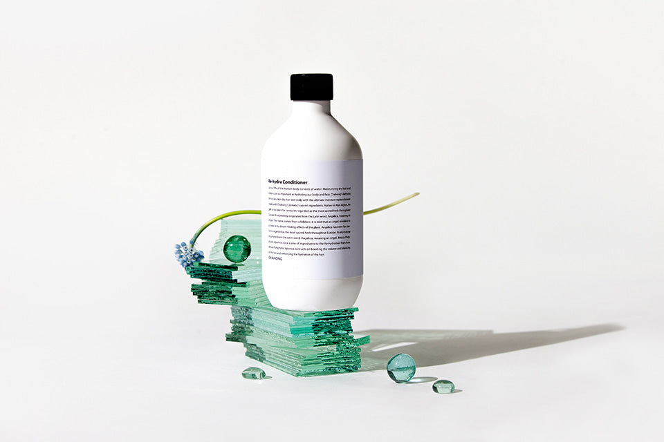 ProtoClinical k-beauty horizontal beauty product graphic with a muted green center and soft pink side panels on a light background.