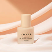 ProtoClinical k-beauty warm peach beauty graphic with a soft gray center on a pale background.
