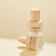 ProtoClinical k-beauty warm tan beauty product silhouette on a pale cream background.