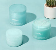 ProtoClinical k-beauty [so natural] Cactus Ampoule Pads 40pads / 130g teal square product graphic with soft darker center on a light background