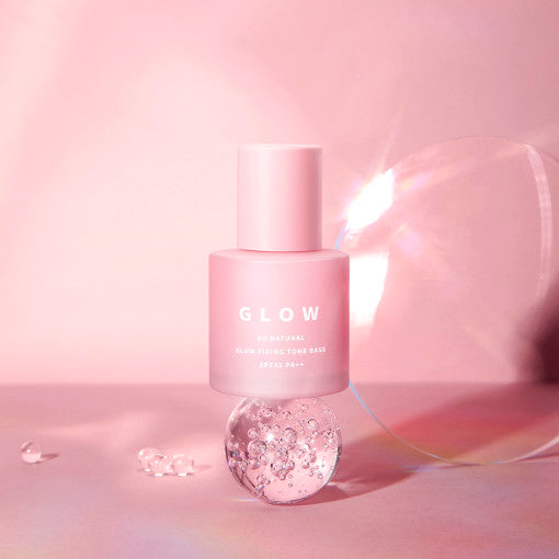 ProtoClinical k-beauty soft pink beauty graphic with a pale center and a deep plum lower-right accent.