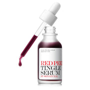ProtoClinical k-beauty [so natural] Red Peel Tingle Serum 35ml single gray serum bottle centered on a pale cream and lavender background