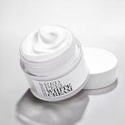 ProtoClinical k-beauty [so natural] Red Peel White Cream 50g single upright gray cream package centered on a cool white and pale blue striped background