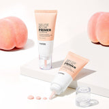 ProtoClinical k-beauty [so natural] Selfie Blur Primer 30ml shown as a warm beige primer package centered on a light background with dark brown upper corners and pale aqua lower accents