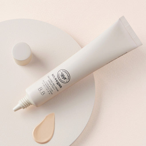 ProtoClinical k-beauty [so natural] SO Vegan Calming BB Cream 30ml single upright beige-gray BB cream package centered on a warm beige background