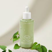 ProtoClinical k-beauty [so natural] So Vegan Heartleaf Vinegar Cica Serum 85ml shown as a single upright green serum bottle on a soft pale green and cream background