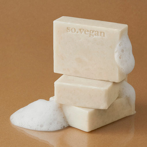 ProtoClinical k-beauty [so natural] So Vegan Sal Butter Melting Soap 100g single soap package centered in a square packshot on a clean white background