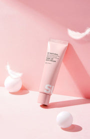 ProtoClinical k-beauty [so natural] Tone Up Sun Cream 50ml SPF50+ PA++++ single upright pink sun cream tube on a light background.
