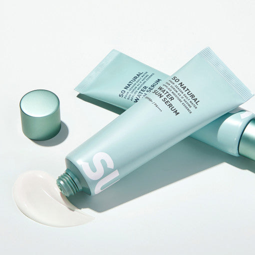 ProtoClinical k-beauty soft aqua beauty graphic with a muted mauve diagonal form on a pale background.