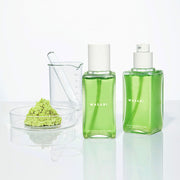 ProtoClinical k-beauty [so natural] Wasabi Pore Focus Ampoule 80ml green ampoule bottle with matching carton on a pale mint and lavender background
