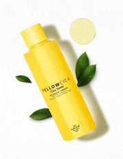ProtoClinical k-beauty [so natural] Yellow Cica Toner 260ml shown with a yellow bottle and matching box on a pale background with blue corners