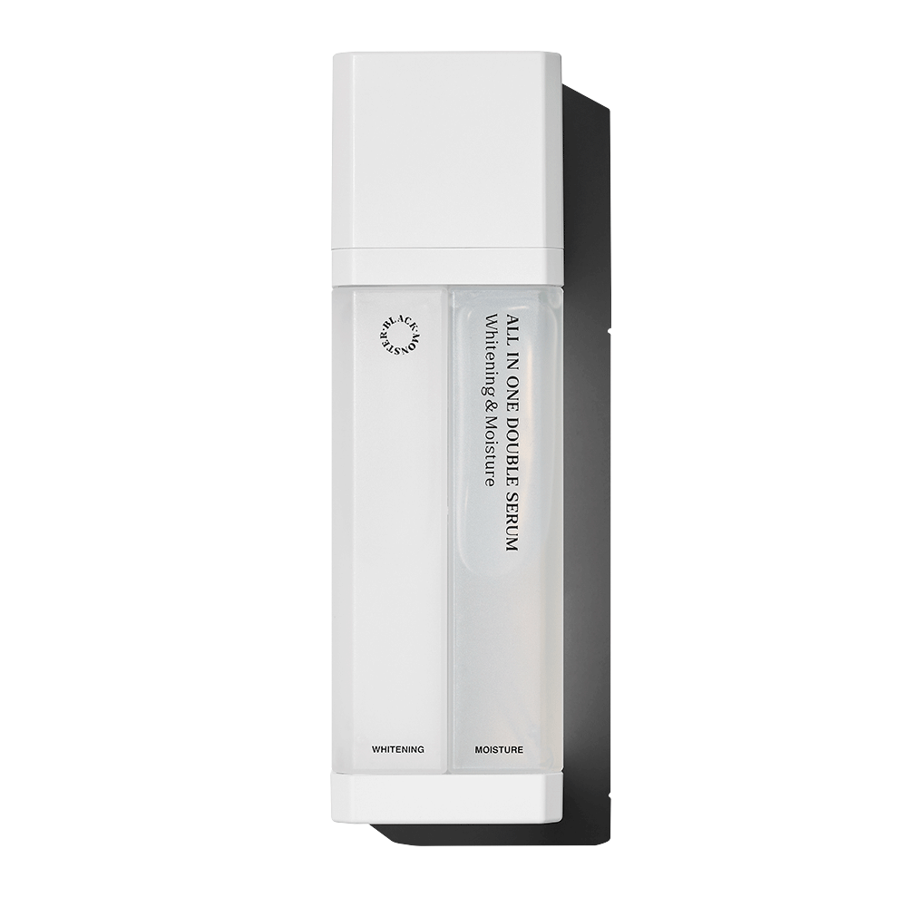 BLACK MONSTER All In One White Double Serum 150ml by ProtoClinical shown in a front-facing serum bottle on a clean background, highlighting the all-in-one men's skincare packaging for a k-beauty routine.