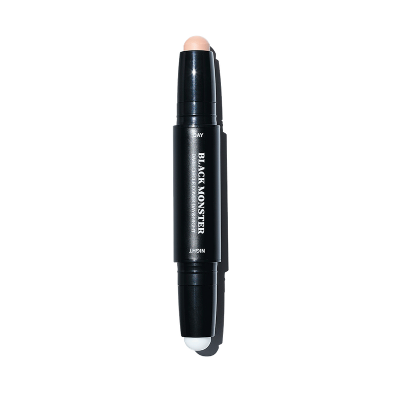 ProtoClinical k-beauty BLACK MONSTER Dark Circle Cover Day & Night single upright gray-blue package centered on a white background with pale side panels