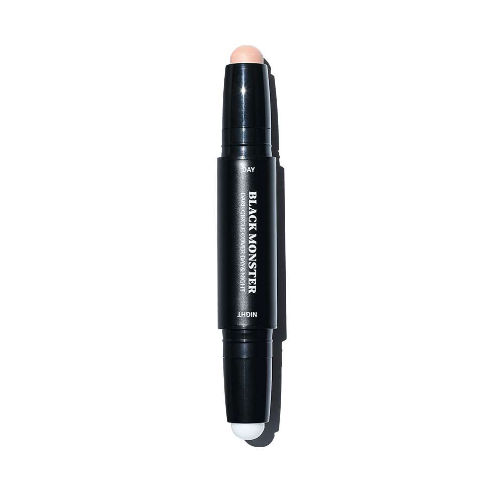 ProtoClinical k-beauty BLACK MONSTER Dark Circle Cover Day & Night single upright gray-blue package centered on a white background with pale side panels