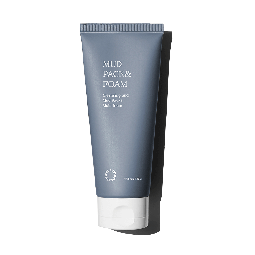 ProtoClinical k-beauty BLACK MONSTER Mud Pack & Foam 150ml single upright beige mud pack tube with a dark brown cap on a white background