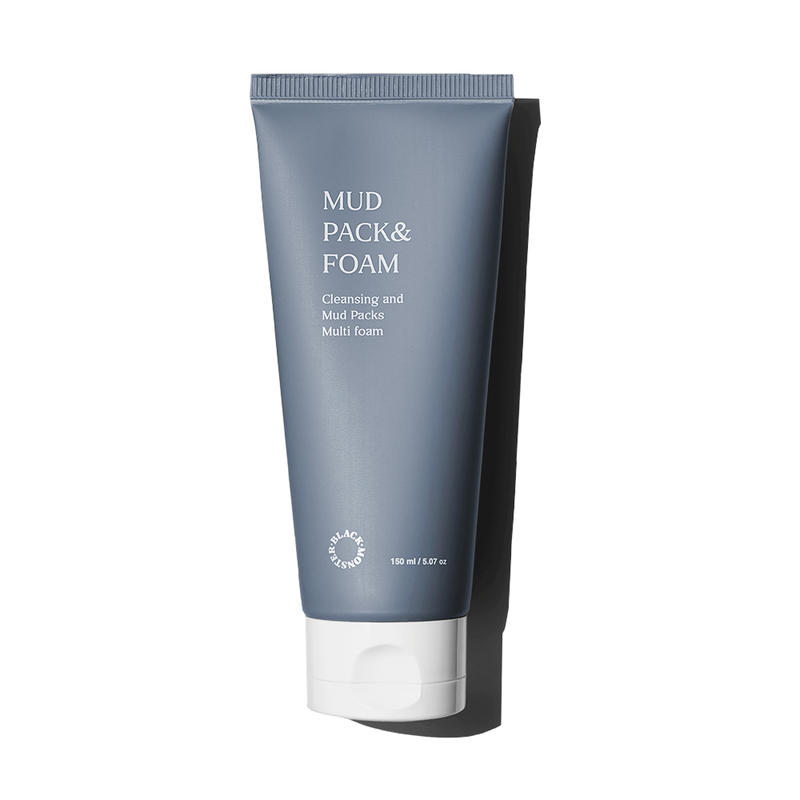 ProtoClinical k-beauty BLACK MONSTER Mud Pack & Foam 150ml single upright beige mud pack tube with a dark brown cap on a white background