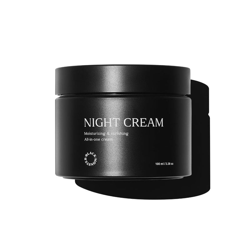 ProtoClinical k-beauty BLACK MONSTER Night Cream 100ml dual dark gray packages side by side on a white background