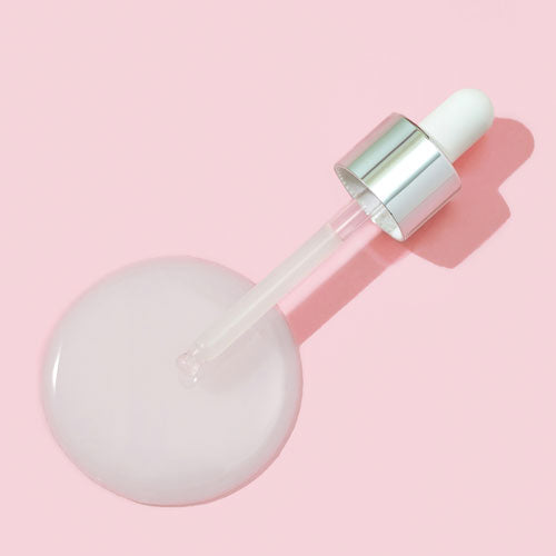 ProtoClinical k-beauty minimalist beauty graphic on a pale pink and cream background.